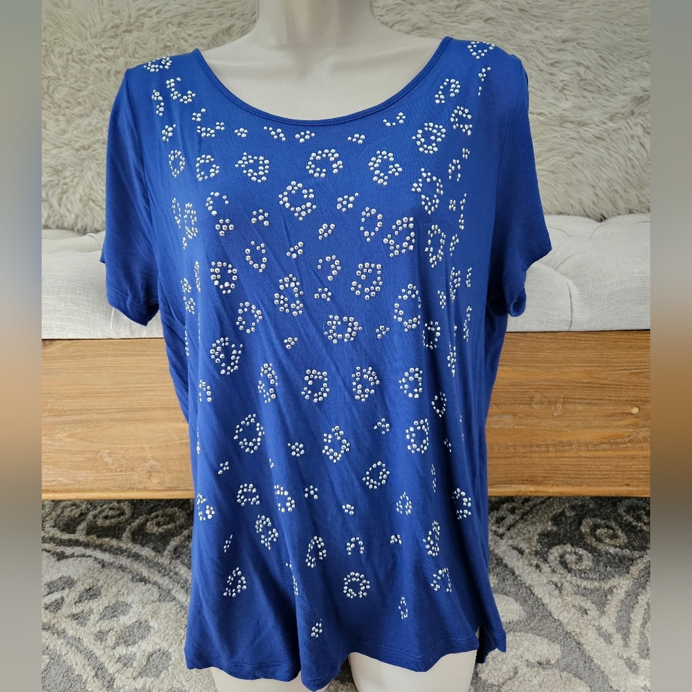 Juicy Couture Blue Top,Blouse Animal Print Sparkley Bling. Spagetti String Sz XL